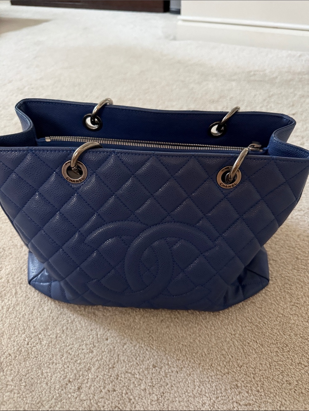 Chanel Grand Shopping Tote GSTCaviar leather/silver hardwareRoyalBlue/CobaltBlue